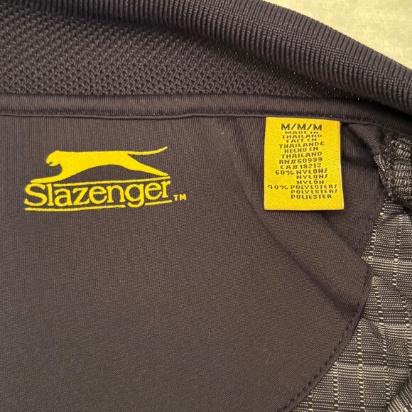 Slazenger Mens M Golf Polo Shirt Plaid‎ Hammock Dunes Challenge Black & Gray - Picture 4 of 13